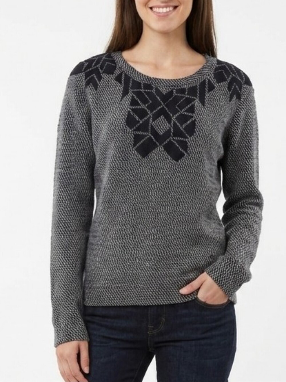 Maison scotch geometric patterned crew neck sweater